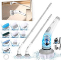 LENDAWAY 9-in-1 Multi-Purpose Electric Spin Scrubber for Cleaning, 2 Speed Long Handle Shower Scrubber, Replaceable Cleaner Brush Heads for Floors, Windows, Bathtub, Grout, Tiles, Sink, Car, Bathroom