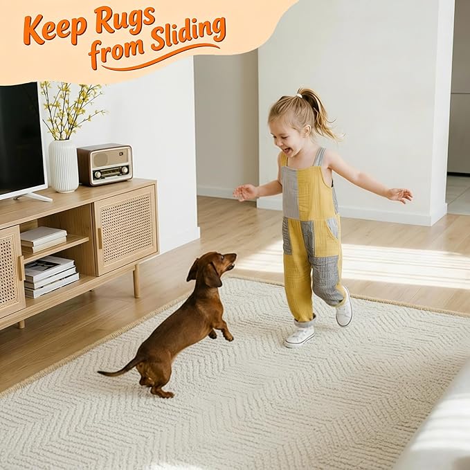 Songrey Rug Tape Rug Corner Grippers 8PCS, Reusable Double-Sided Carpet Tape to Hold Area Rugs Down, Non Slip Rug Pads Gripper for Hardwood Floors No Damage