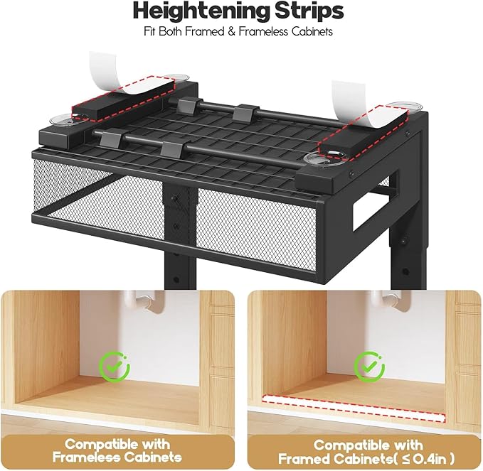 1 Pack 19IN Depth Under Sink Organizer, 2-Tier Pull Out Cabinet Organizer With Smooth Circular Rail, Large Capacity Metal Mesh Sliding Drawers For Bathroom& Kitchen Storage,Height Adjustable-Black