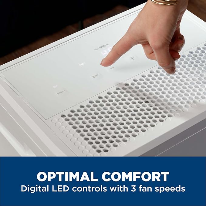 GE Portable Dehumidifier 35 Pint, Perfect for Bedroom, Basement & Garage or Rooms up to 3000 Sq Ft, Ideal for High Humidity Areas, Complete with Empty Bucket Alarm & Clean Filter Alert