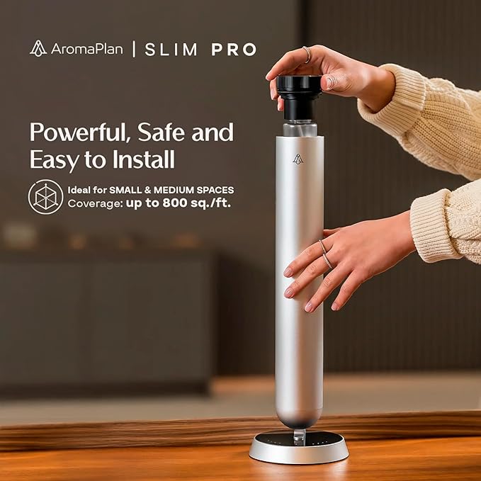 AromaPlan 5-Star Collection Cold Air Diffuser (Fragrance &Sample Set Included) –Recharchable Waterless Diffuser,Brushed Aluminum Body | Remote &Touch Control | Silent,Energy-Saving, 1-Week Battery, Si