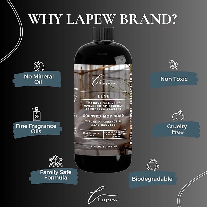 Lapew Luxe Scented Mop Soap Concentrate 36 oz | Premium Fragranced Floor Cleaner | Streak-Free | Hard Floor Cleaning Solution | Eco Friendly | Made in USA (Diva)