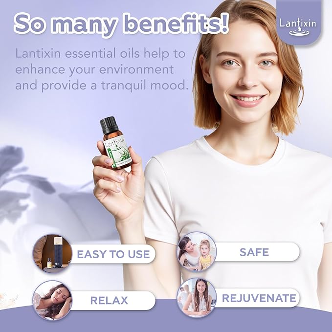 LANTIXIN Rosemary Essential Oil– 100% Pure and Natural – Premium Grade Essential Oil for Diffuser and Aromatherapy, Skin, Massage, Candle and Soap Making Fragrance - 0.5 fl oz