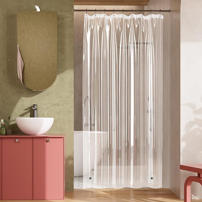 Titanker Clear Shower Curtain Liner, 54x78 Small Stall Shower Liner Lightweight Waterproof Shower Curtains for Bathroom with Magnets and Rustproof Grommets