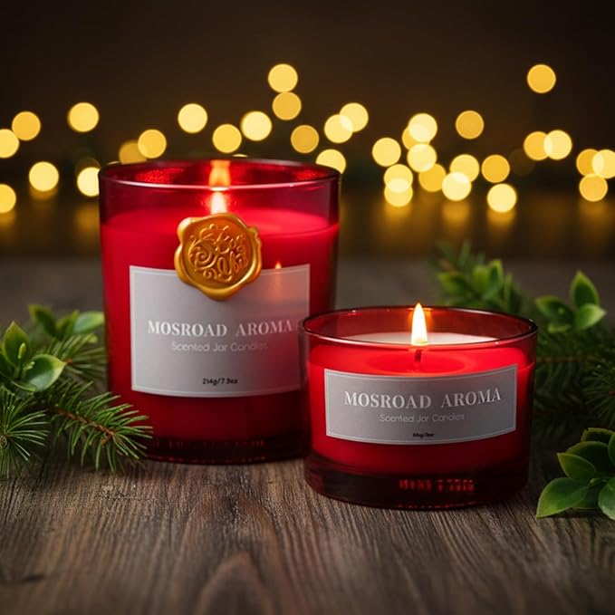 2-Pack Set Apple Cinnamon Scented Candles,Apple Pie & Kitchen Spices Natural Soy Jar Candles for Home,Highly Scented Aromatherapy Candles for Fall Holiday, Apple Cider Candle Ideal Gift for Women,Men