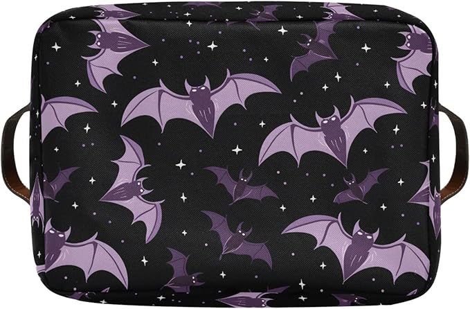 ALAZA Halloween Star Bat Black Foldable Storage Box Storage Basket Organizer Bins with Handles for Shelf Closet Living Room Bedroom Home Office 1 Pack
