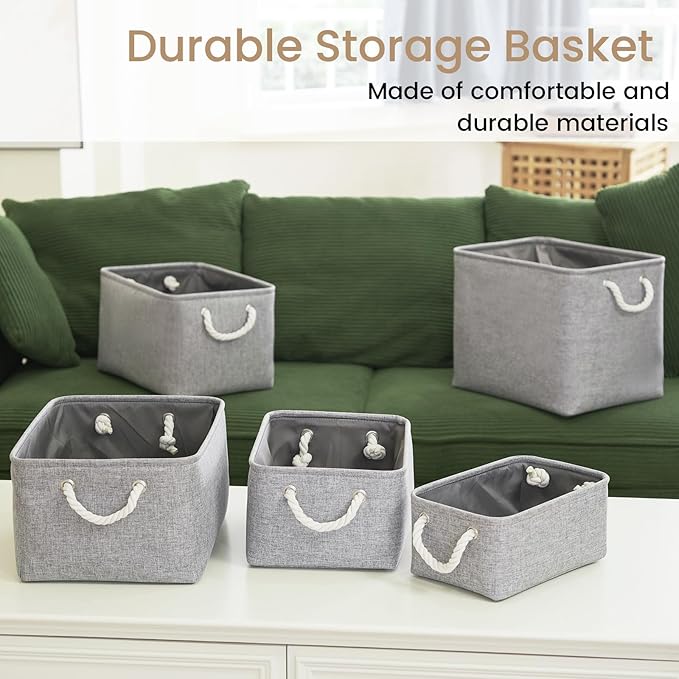 Large Storage Baskets- 15x11x10 inch Storage Bins for Shelves and Closet Organizing, Foldable Fabric Bin for Home Organization Clothes and Laundry (1-Pack, Gray)