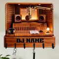 Personalized 2D Flat Print Music Producer Themed Wall Hooks for Women Men Family Friends Custom Music Recording Studio Key Storage Holder Radio Station Coat Rack Home Decor Gift for Culb Living Room