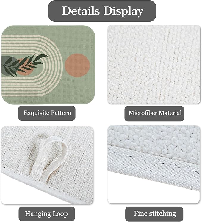 Quick Absorbent Kitchen Drying Mat - Stylish Patterns Dish Drying Mat- 16×18 Inch & 18×24 Inch Kitchen Drainer Mat for Countertops, Dishes & Glassware