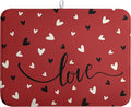 Wnoesat Valentine Dish Drying Mat for Kitchen Counter Valentines Day Red Black Love Heart Holiday Drying Mats Absorbent Microfiber Dish Draining Mat Extra Large Dish Rack Pad 18x24 Inch