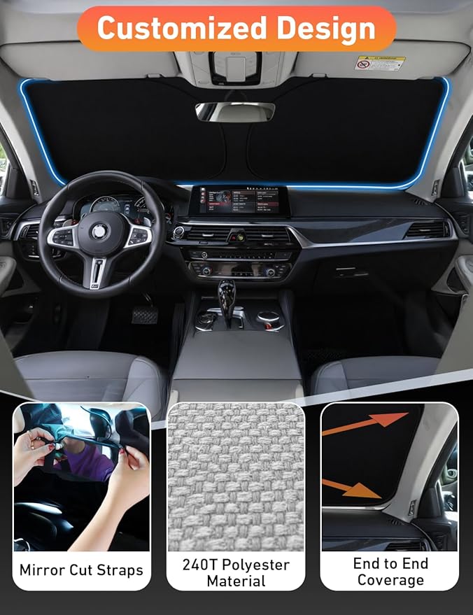 EcoNour Windshield Sun Shade for Nissan Rogue 2021–2023 2024 2025 2026 Sun Visor for Front Windshield & Window Sunshade Cover, UV Heat Blocker & Protector, Car Accessories