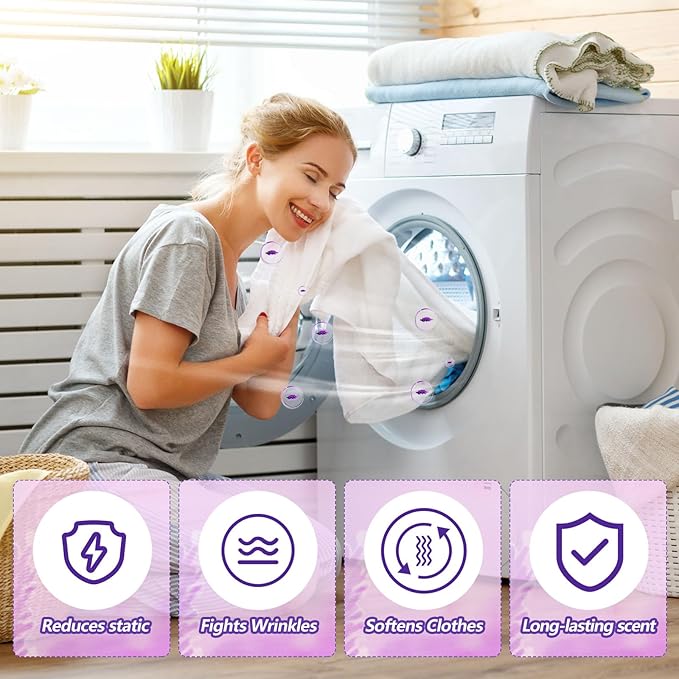 Heigble 600 Count Dryer Sheets Bulk Fabric Softener Lavender Scent Dryer Sheets Naturally Softens and Removes Static Cling, Ideal for Large Households, Sensitive Skin