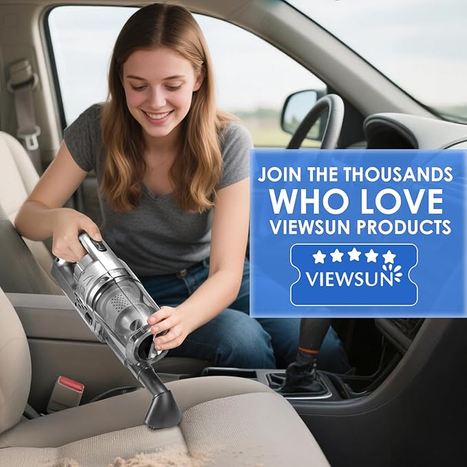Viewsun Car Cleaning Kit, 17PCS Car Interior Detailing Kit with Gray High Power Handheld Vacuum, Detailing Brush Set, Windshield Cleaner, Cleaning Gel, Complete Auto Accessories for Men, Women