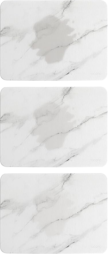 Stone Drying Mat for Kitchen Counter, Multi-Purpose Stone Dish Drying Mat, Water-Absorbent Quick Dish Drying Stone for Kitchen Counter for Cups Dishes Bottles (15.7” L x 11.8” W) - Marble Sandstone