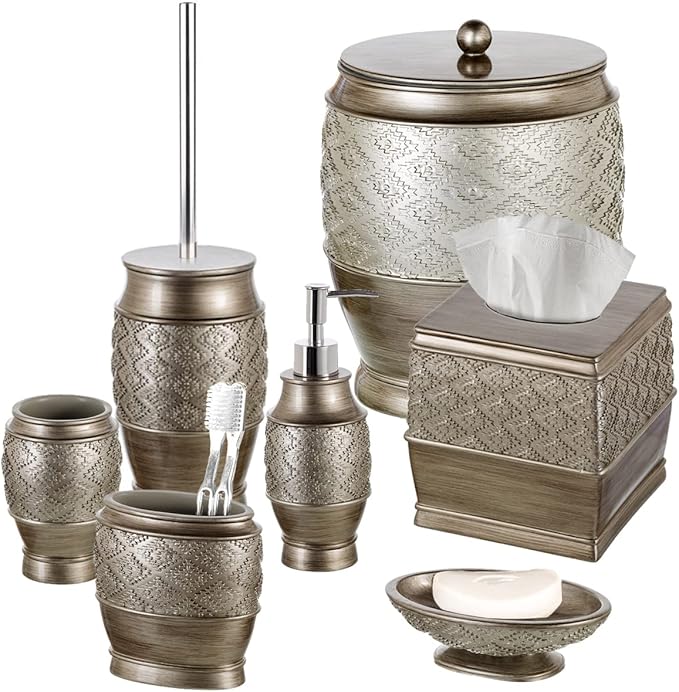 Creative Scents Toilet Brush Set - Toilet Bowl Cleaner Brush and Holder - Decorative Bathroom Cleaner Brush - Space Saving Design Toilet Bowl Scrubber - Brushed Silver Color, Dublin Style