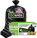 Veska 55 Gallon Trash Bags, 55-60 Gallon Trash Bags Heavy Duty (MegaValue Pack 150 COUNT) - Large Black Garbage Bags, 50-60 Gallon Garbage Bags for Commercial and Lawn
