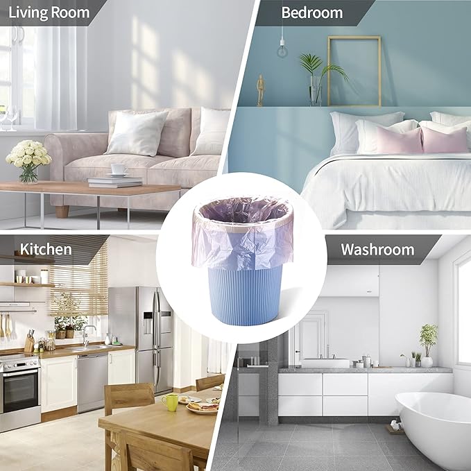 5 Rolls Small Trash Bags - 100 Counts Durable 4 Gallon Small Garbage Bags for home office kitchen Bathroom Bedroom Trash Can liners（Pink）