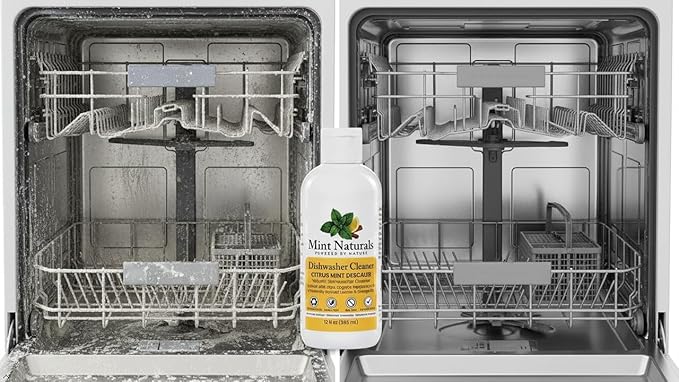 Mint Naturals Clean Cycle Dishwasher Cleaner & Degreaser – Removes Odor, Limescale & Grease Build-Up, Low-Foam Citrus Mint Formula – 12 oz Made in USA
