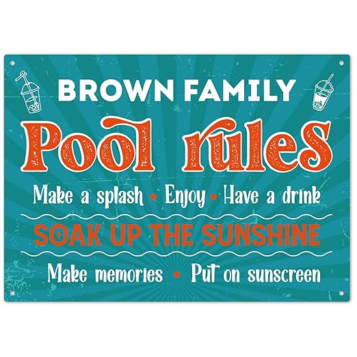 Custom Pool Sign, Pool Rules Enjoy Swimming For Pool Décor Sign, 10x14 Inches, Rust Free .040 Aluminum, Fade Resistant, Made in USA by Sigo Signs