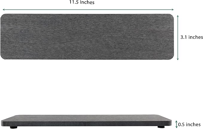 NiuYichee 2 Pcs Water Absorbing Stone Trays, Kitchen/Bathroom Sink Soap Dish, Diatomite Tray Used for Hand Soap & Cosmetic Bottles in The Modern Home, 3.15" W x 11.8" L, Dark Gray