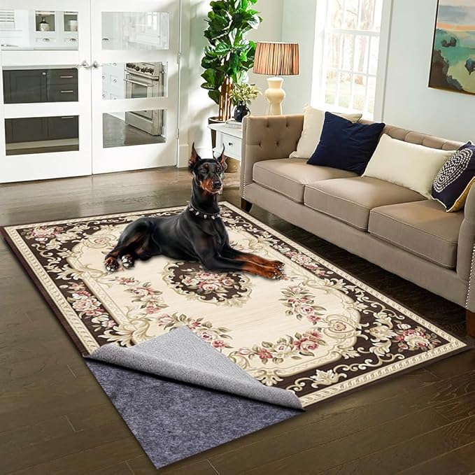 Non-Slip Rug Pad 4x6 ft – 1/5” Thick Felt & Rubber Area Rug Gripper for Hardwood Floors, Carpet, and Tile – Cut-to-Fit Floor Protection Underlay Keeps Rugs in Place & Adds Cushioning