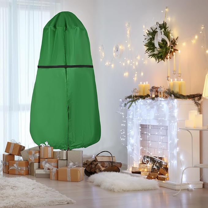 Upright Christmas Tree Storage Bag with Zipper & Adjustable Straps, Tear Resistant Storage Cover for 6 Ft Christmas Tree, Perfect for Easy Storage and Protection of Xmas Ornaments - Green, 6ft