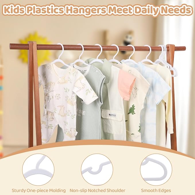 60 Pack White Baby Hangers 12.91 Inch - Kids Non-Slip Clothes Hangers for Infant & Child, Durable Plastic Children's Hangers for Closet, Pants, Coats, Skirts