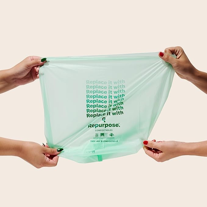 Repurpose 3 Gallon Compostable Small Bin Trash Bags, 100 Bags, BPI Certified, Leak-Proof, FDA Approved, Recyclable Packaging