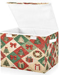 Christmas Tree Bow Gift Storage Bins with Lids Foldable Storage Basket with Handles Collapsible Large Fabric Organizer Containers for Clothes Shelves Closet Office Home