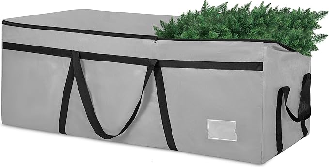 9 ft Christmas Tree Storage Bag, Heavy Duty Christmas Tree Bag with Reinforced Handles and Dual Zippers Wide Opening, Large Capacity fits for Artificial Christmas Tree (Grey, 9 ft)