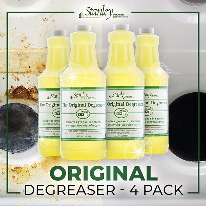 STANLEY HOME PRODUCTS Original Degreaser - Removes Stubborn Grease & Grime - Powerful Multipurpose Cleaning Solution for Home & Commercial Use (4 Pack)