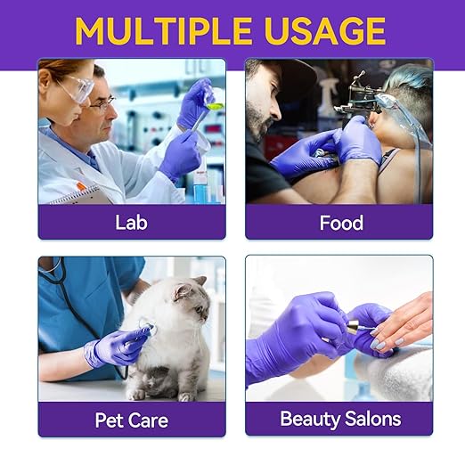 Basic Nitrile Exam Gloves, Medical Violet Blue Gloves Disposable Latex Free Powder-Free Small For Exam, Food Prep Cleaning, 100 Pcs, S, NGPF1034