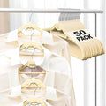 UEAKPIC Velvet Felt Stackable Hangers 50 Pack, Non Slip, with 360° Swivel Hook, Ultra Thin and Space Saving for Suits, Shirts, Coats, 15Lbs Capacity Heavy Duty, Ivory