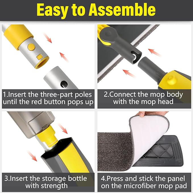 Mops for Floor Cleaning, Spray Mop with 400ml Refillable Bottle and 2 Replacement Pads Dry Wet Floor Household or Commercial Hardwood Laminate Tile Ceramic