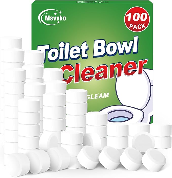 Msvvko Toilet Bowl Cleaners, Bleach Tablets 100 PACK, Automatic Cleaner for Tank, Effectively Eliminate Limescale, Stains & Odor, Continuous Cleaning for Bathroom & Toilet