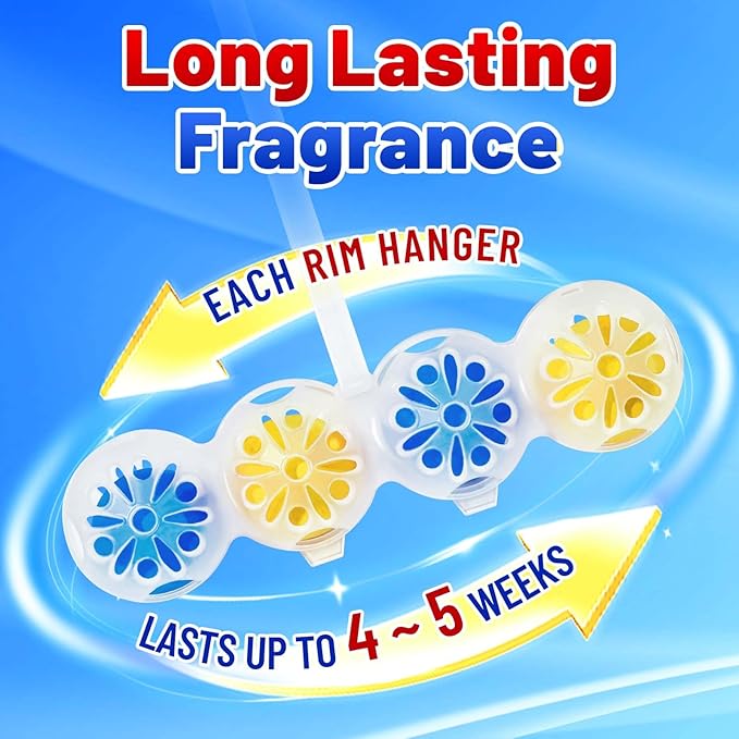 STRN Toilet Bowl Cleaners Rim Hanger, Toilet Bowl Cleaning Balls, Lemon & Magnolia Scents, Toilet Bowl Freshener, 8 Packs