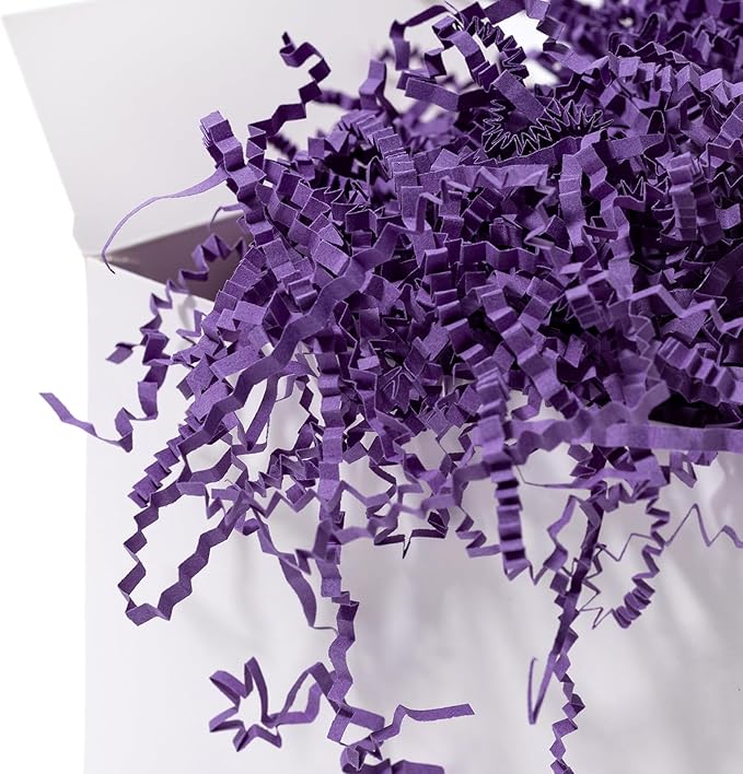Mefleet 1 LB Crinkle Cut Paper Shred Filler Purple Crinkle Shredded Paper for Gift Box - Gift Basket Bag Filler - Grass Cushion Stuffing for Christmas Holiday Packaging Wrapping