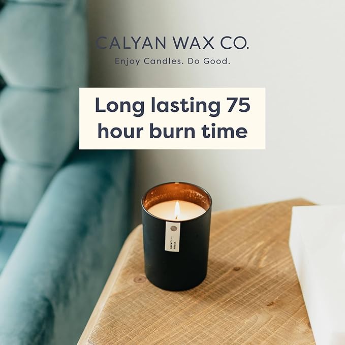 Calyan Wax Co. Rose & Peony Scented Candle - 75 Hour Burn - Luxury Non Toxic Soy Wax Candles - Long Lasting Black Tumbler Jar Candle for Home - 10.2oz