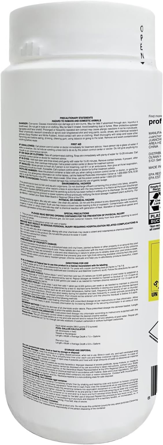 PROFELIZ Stabilized Chlorine Tablets 1 Inch for Swimming Pools,Hot Tub & Spa,Kills Bacteria and Stops Algae,Slow Dissolving,Perfect for Small Pools,1.35 lb