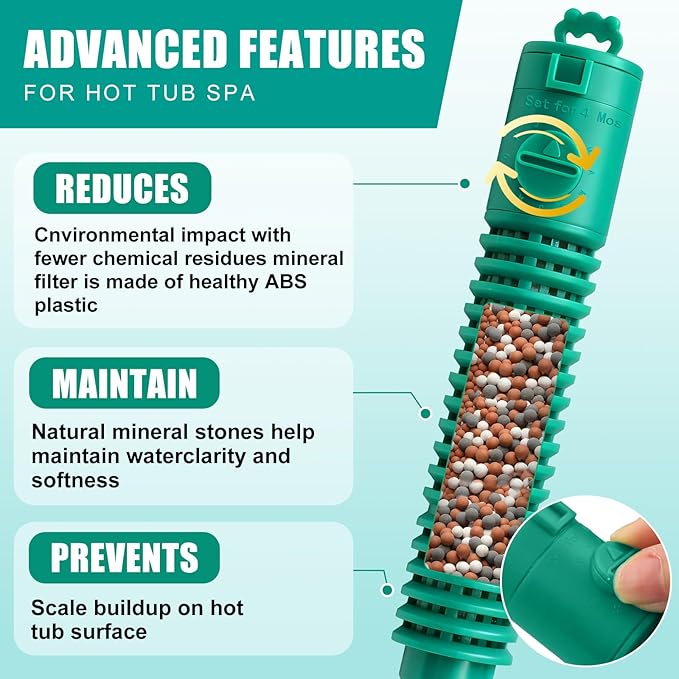 3Pack Replacement Mineral Stick for Frog Filter Mate – Prefilled Spa Mineral Cartridge Insert for Hot Tubs & Spas, Fits Most Filters, Reduces Chlorine/Bromine Use, Lasts Up to 4 Months