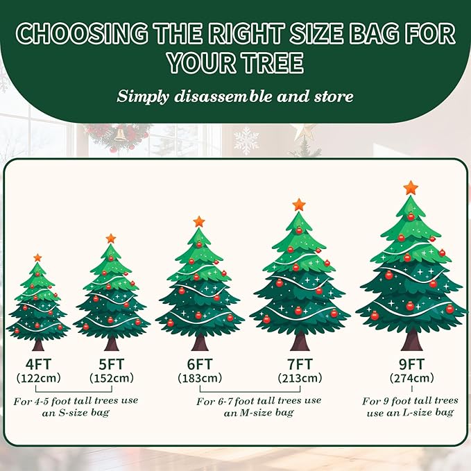 7.5 ft Christmas Tree Storage Bag, Heavy Duty Christmas Tree Bag with Reinforced Handles and Dual Zippers Wide Opening, Large Capacity fits for Artificial Christmas Tree (Green, 7.5ft)