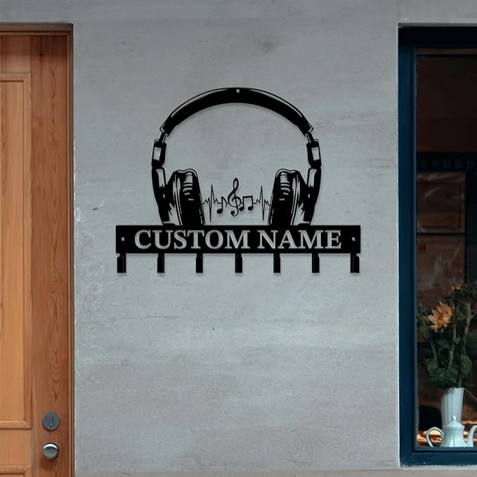 Personalized Custom Music Wall Hooks,Metal Music Room Art Clothes Hooks,Metal Music Wall Home Storage Decorative,For Front Door, Hallway, Kitchen, Bedroom,Keys,Hats (Style H)