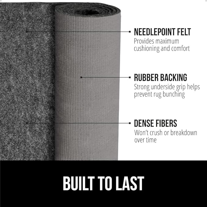 GORILLA GRIP Felt and Natural Rubber Stay in Place Slip Resistant Rug Pad, 1/8in Thick, 7x10 FT Protective Padding Under Area Rugs, Cushioned Gripper Pads, Carpet Runners, Hardwood Floors Protection