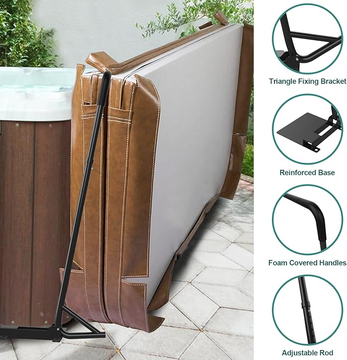 Spa Cover Lift, Under Mount Hot Tub Cover Lift Removal System Reinforced Bracket with 2 Top Mount Foam Cover, fits Most Hot Tub Sizes Spa Cover Lifts