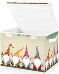 Christmas Baskets Collapsible Storage Bins with Lids, Christmas Card with Gnomes Storage Boxes Clothes Baskets for Organizing