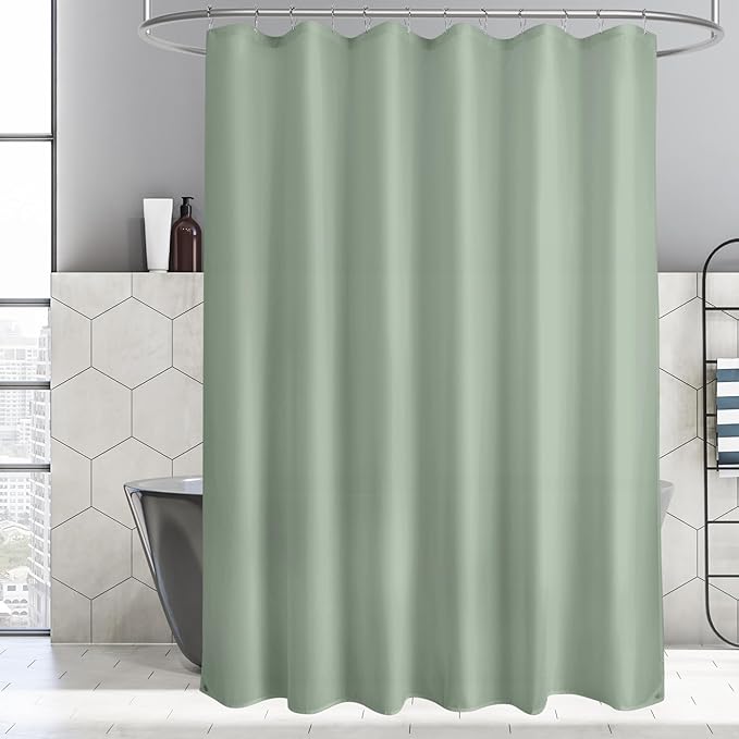 Titanker Waterproof Shower Curtain Liner Fabric, Sage Green Shower Curtain Liner with Magnets, Cloth Shower Liner Soft, Lightweight, Machine Washable, 70 x 72 Inches