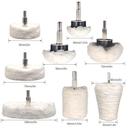 Tworider 8 pcs Buffing Wheel for Drill,Buffing Pad Polishing Wheel Kits,Wheel Shaped Polishing Tool for Metal Aluminum,Stainless Steel,Chrome,Jewelry,Wood,Plastic,Ceramic,Glass,etc