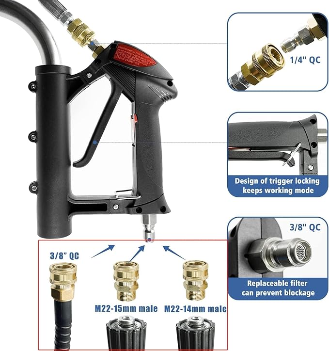 24 FT Telescoping Pressure Washer Wand - Gutter Cleaner Attachment with Power Washer Extension Wands, 7 Spray Nozzle Tips, 3 Hose Adapters, Brush and Support Belt