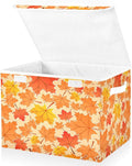 Bolaz Storage Bins with Lids and Handles, Autumn Maple Leaf Yellow Fallen Leaves Storage Box Storage Basket with Cover Collapsible Organizer Containers for Home Closet, Shelves