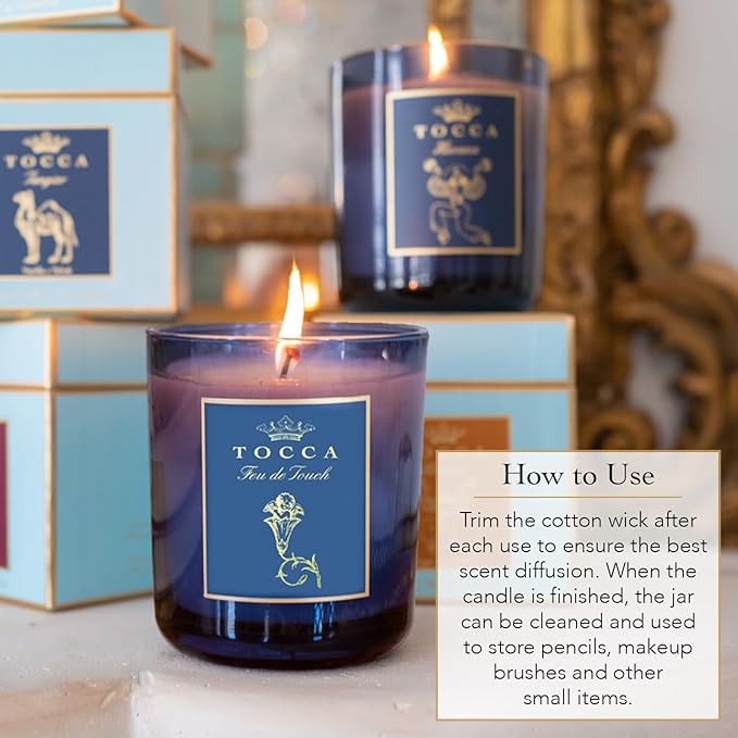 TOCCA St Tropez 10oz Candle - Provence Rose & Iris Root Scented, Hand Poured Soy-Wax Blend with 100% Cotton Wick, 60 Hour Burn Time